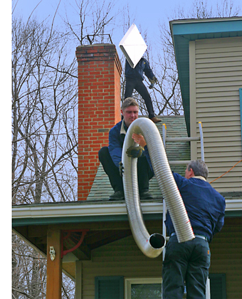 chimney liner lifted to roof