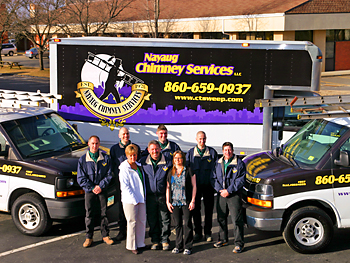 our chimney sweep, cleaning, repair crew at west hartford connecticut office
